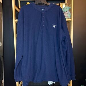 Vintage Big Dogs Henley Thermal Long Sleeve Shirt size XL Navy